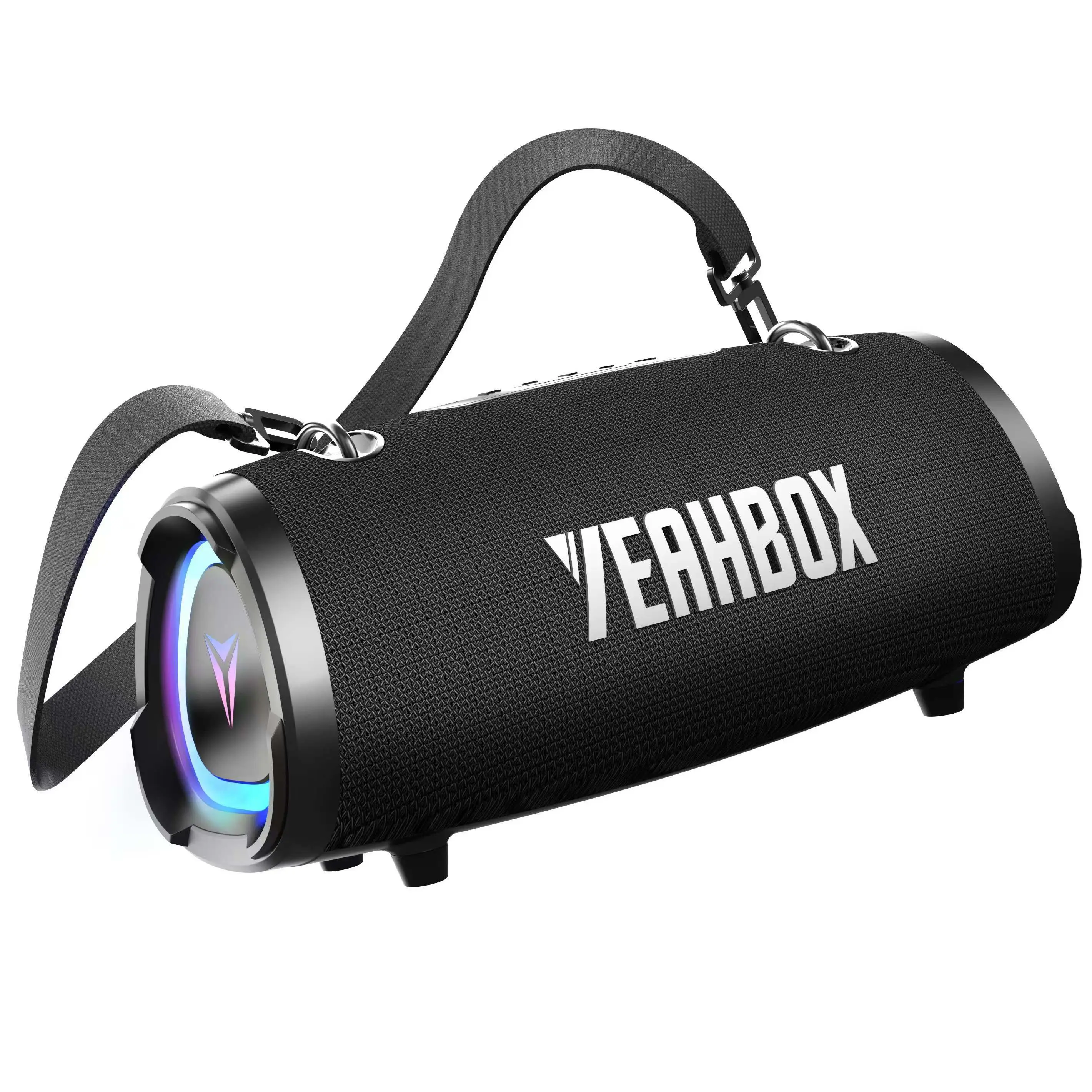 YEAHBOX Sonic Boom Portable Wireless Bluetooth 5.3 Speaker - 100W (120W Peak) Stereo Sound System, IP67 Waterproof, RGB Bass Sync LED Light, 9000mAh Power Bank, Dual DSP, USB-C, Shoulder Strap, Outdoor Gadget for Camping, Party Streaming, Music Setup