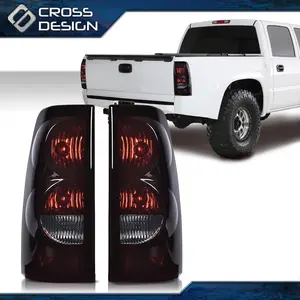CROSSDESIGN Black Tail Light Brake Lamps Fit For 2003-2006 Chevy Silverado 1500 2500 3500 HD