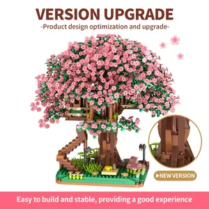 Cross Border Cherry Tree 2138Pcs flower Bricks set DIY House Sakura Cherry Blossom Best Gift ideas for Buildingbrickset Micro bricks perfect christmas artificial