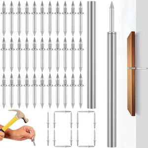 100 pcs Double-Head Skirting Thread Seamless Nail Solid Wood Baseboard Double-Headed Nails for installing baseboards comes with a special double-headed nail sleeve tool