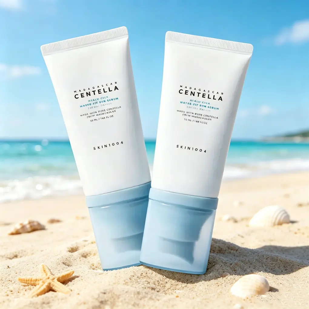 SKIN1004 Madagascar Centella Hyalu-Cica Water-Fit Sun Serum SPF50+ PA++++, No White Cast Non-Greasy Hydrating Sunscreen, Calming UV Shield For Red Sensitive Irritated Skin 50ml