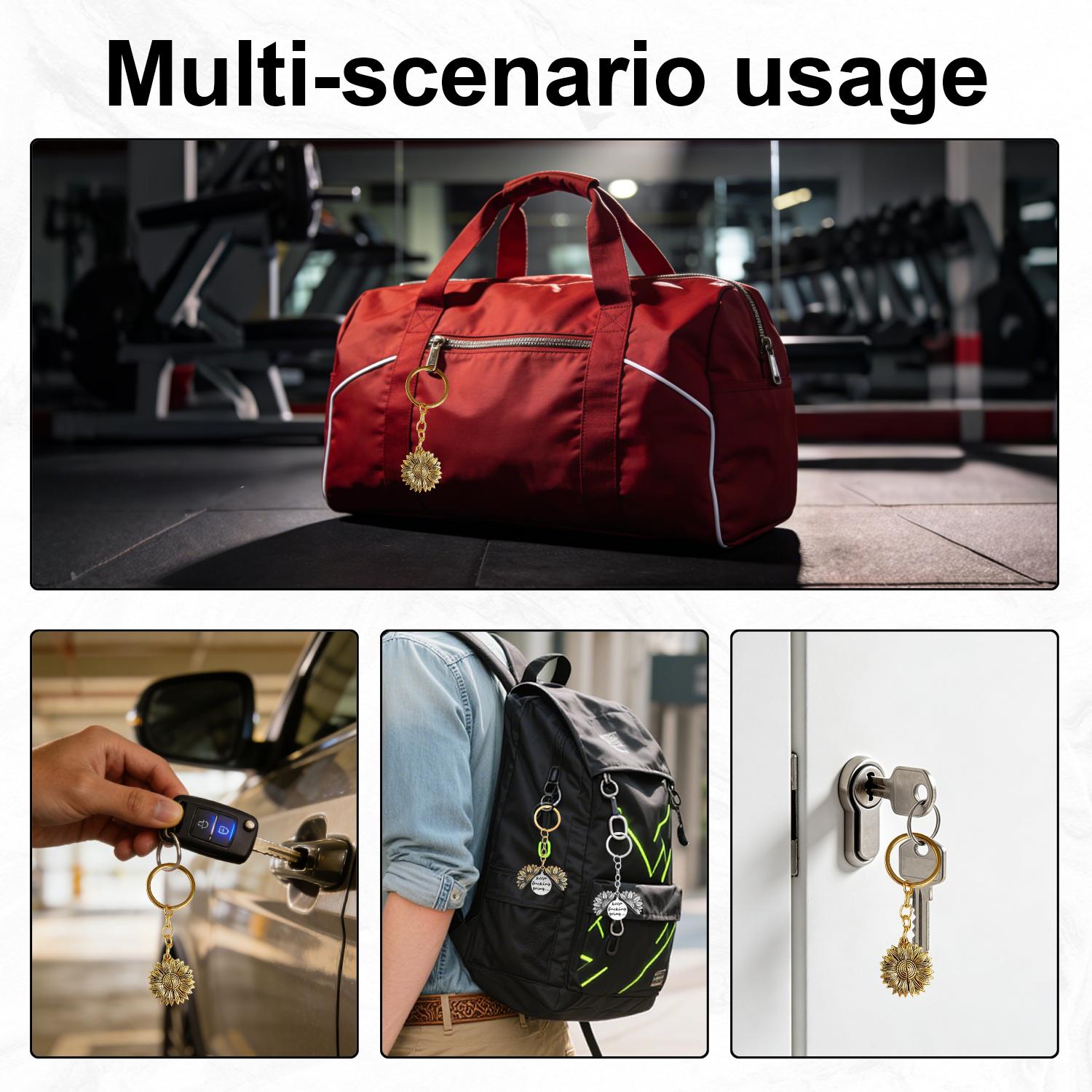 Keep Going Sunflower Keychain for Women Men Encouragement Motivational Gift for Boys Girls Birthday Christmas Gifts