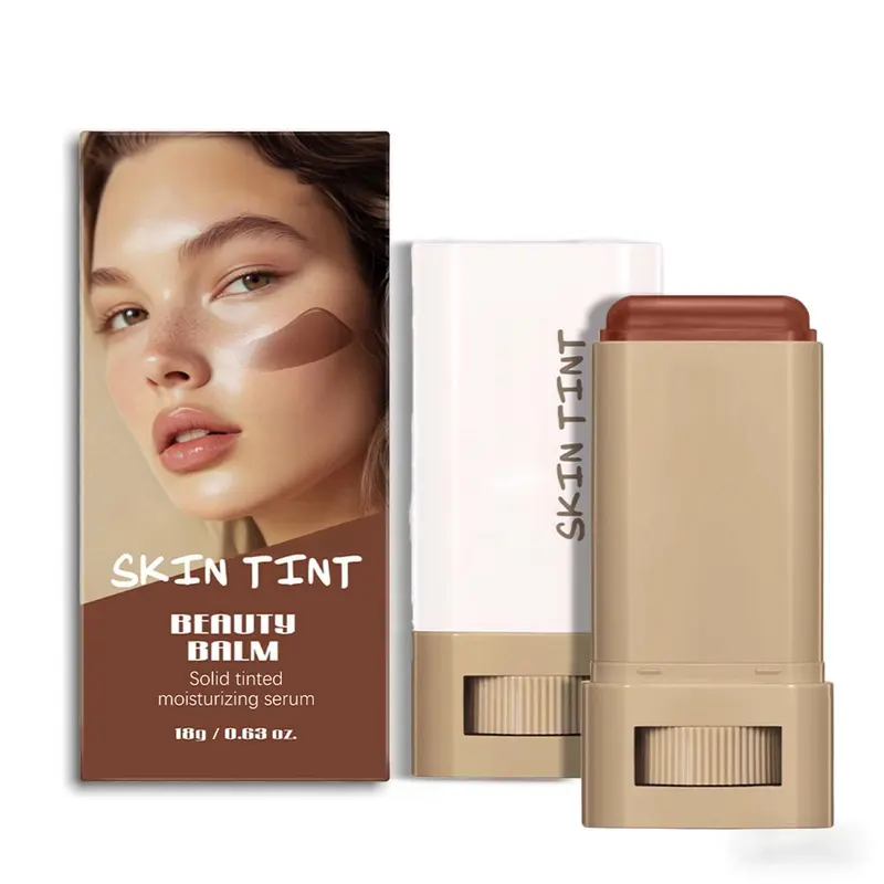 Beauty Balm Serum-Boosted Skin Tint Cosmetic Stick - Moisturizing Tinted Moisturizer, Hydrating Concealer, Adjustable Coverage, Dark Spot Correct, Radiant Dewy Finish for Facial Makeup, Breathable Gel‑Cream