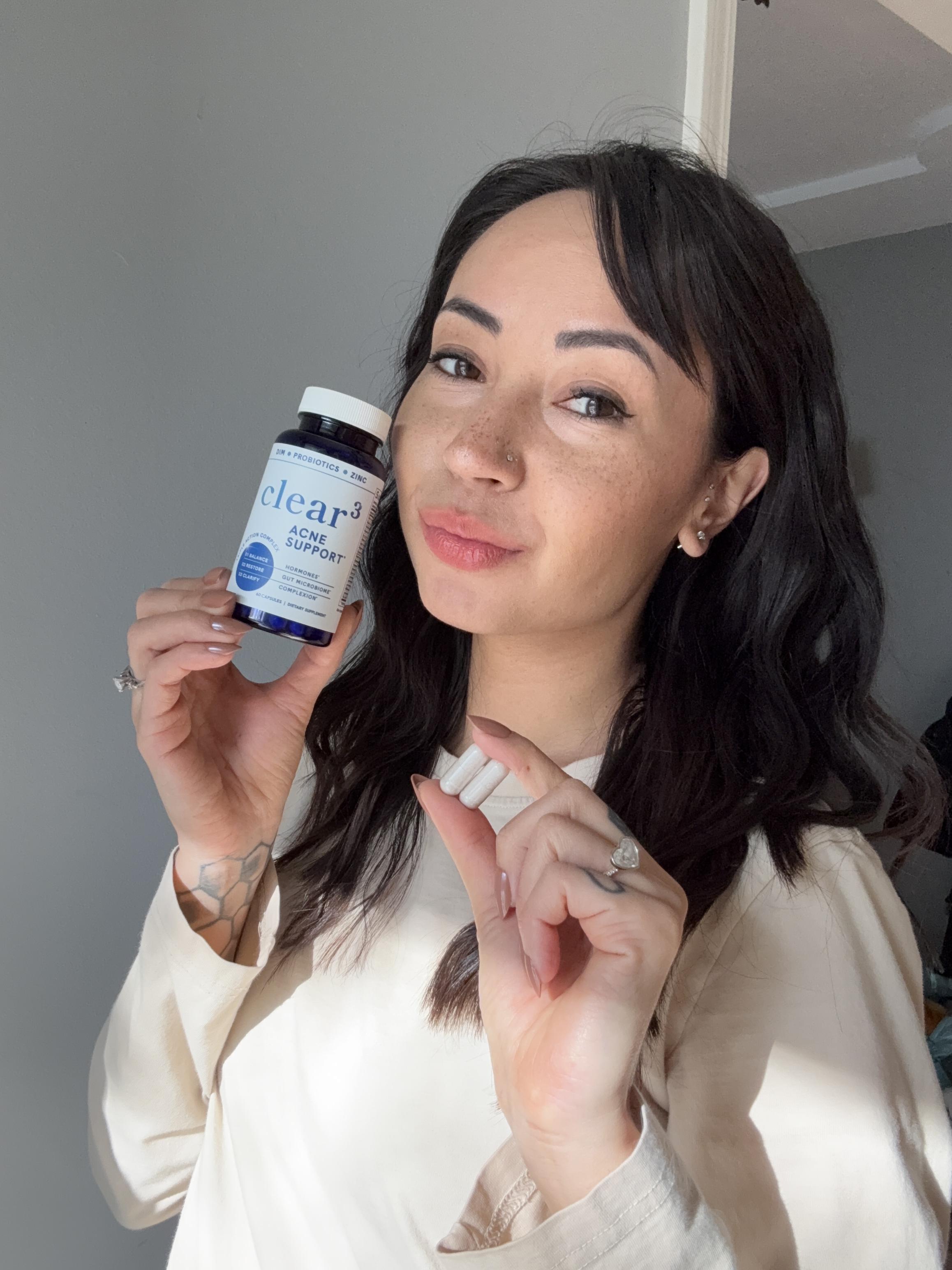 Clear Skin Acne Supplement with Zinc, DIM & Probiotics | 3-in-1 Balance, Clarify, Restore Support with Hyaluronic Acid & Skin Support Vitamins | For Women & Men | Oral Hormonal Acne Pills