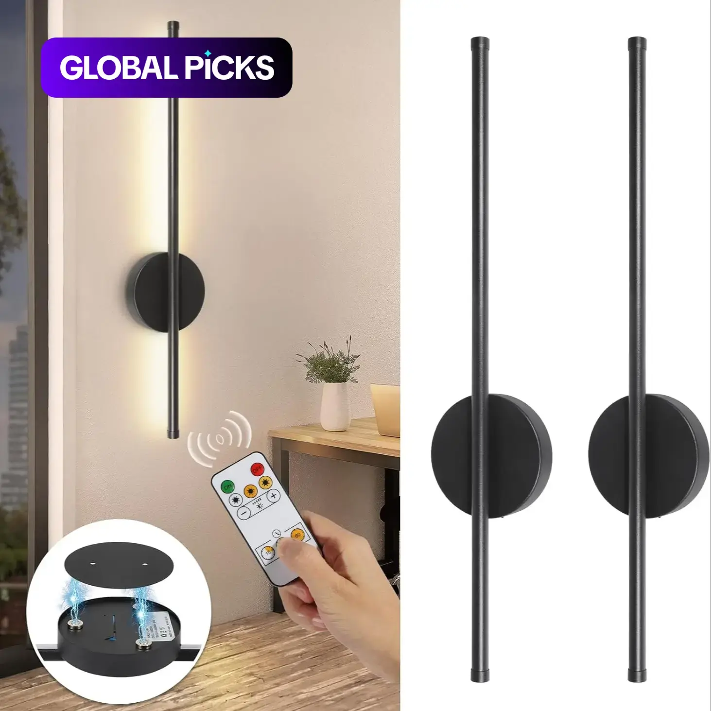 Simple Wall-Mounted LED Light, Led Wall Lights, Rechargeable USB LED Lamp with Adjustable Indoor Lighting, Ambient Dimmable Lighting and Adjustable Brightness, Mood Lighting for Bedroom, Study, Rechargeable Wall Sconce and Night Light #GLOBAL PICKS