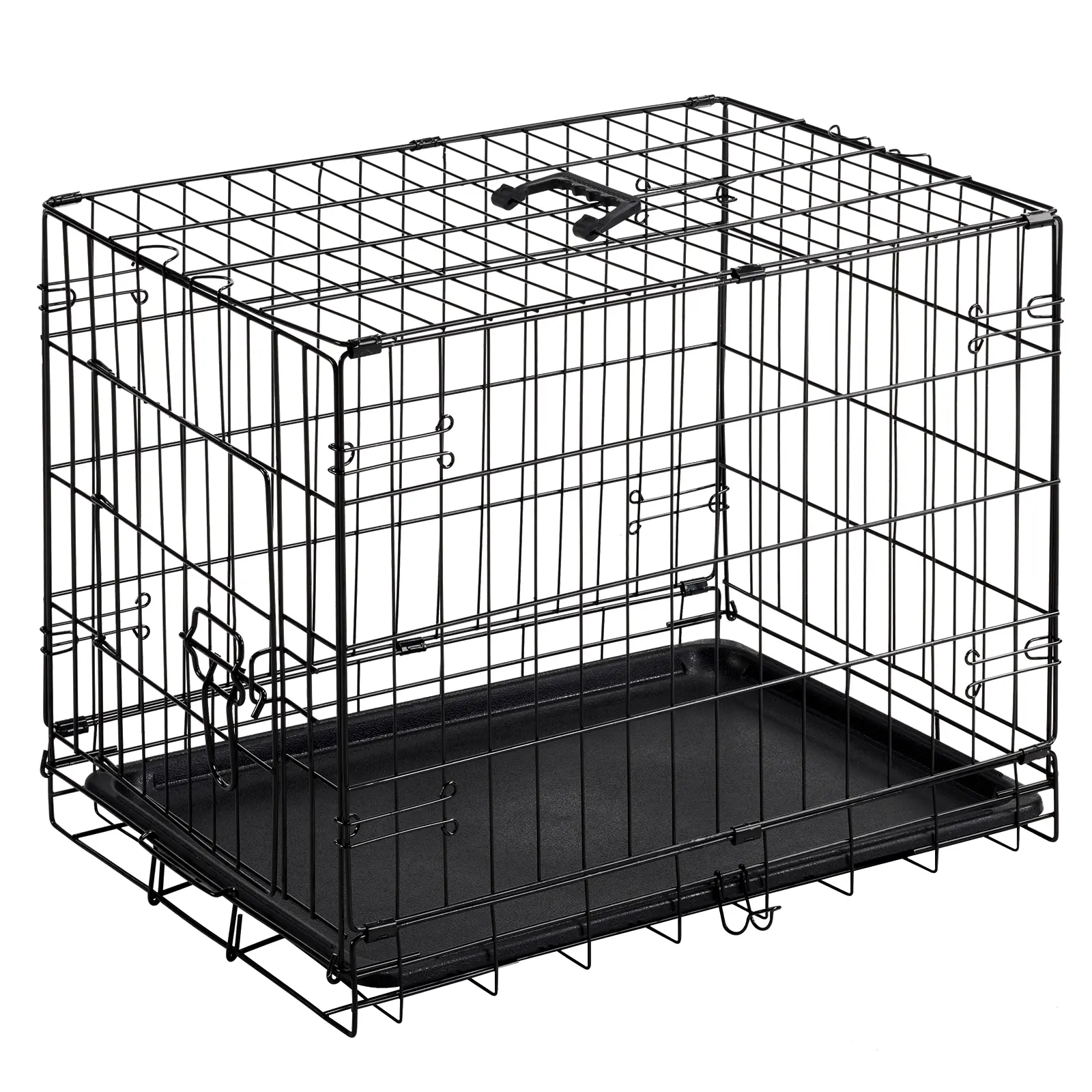 24/30 Inch Single Door Dog Cage - Durable Metal Pet Kennel with Secure Lock, Collapsible Design & Removable Tray for Easy Cleaning - Portable Puppy Crate for Small to Medium Dogs