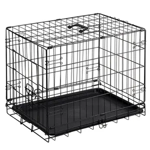 24/30 Inch Single Door Dog Cage - Durable Metal Pet Kennel with Secure Lock, Collapsible Design & Removable Tray for Easy Cleaning - Portable Puppy Crate for Small to Medium Dogs