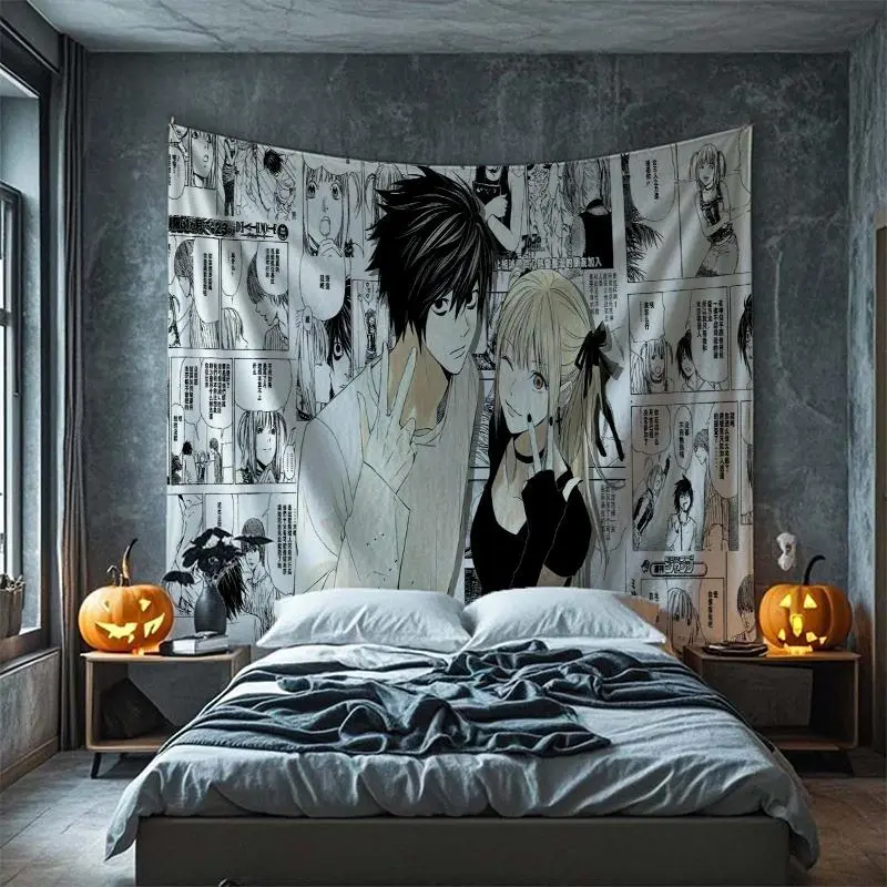 Anime Death Note Polyester Wall Tapestry - Decorative Tapestry for Living Room, Bedroom Dorm Decor, Machine Washable, Easy-to-Hang Home Textile Gift