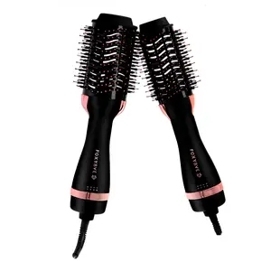 FoxyBae Rose Gold 3" Blowout Dryer Brush – Ceramic Tourmaline Hot Air Brush With Dual Bristles For Smooth Blowouts, Volumizing, Curling & Frizz Control  –  All in One Tool