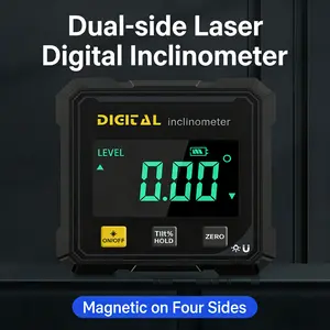 Professional Digital Inclinometer | Dual-Direction Laser Level & Angle Gauge - Full Metal Body, $4 \times 90^\circ$ Precision Measurement, Type-C Rechargeable