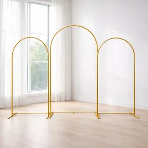 Gold Metal Wedding Arch Combo Sale 3 PCs with 1 Set Cover Orange Fabric Iris Caramel Polyester Fibre Black Blue White Pink Milk Silk Reusable Decor