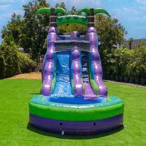 16' Purple Tropical Water Slide with Attached Pool