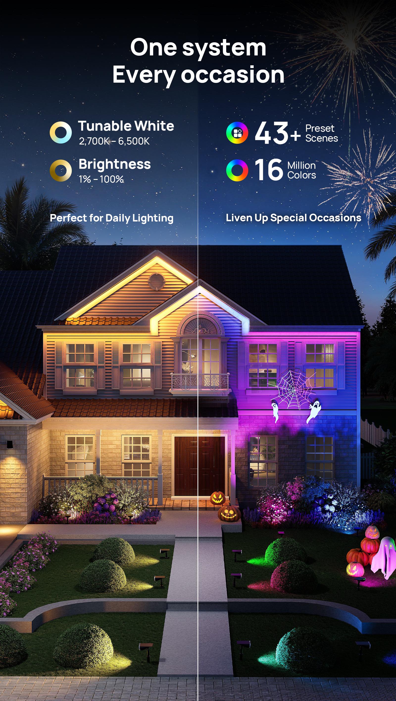 [Upgrade Your Backyard] Linkind Smart Solar Spotlight RGBTW Color Changing Cool Warm White Landscape Lighting APP Control Solar Lights Outdoor IP67 Waterproof for Yard Garden Pathway with AI-Dot App for Customizable Scenes