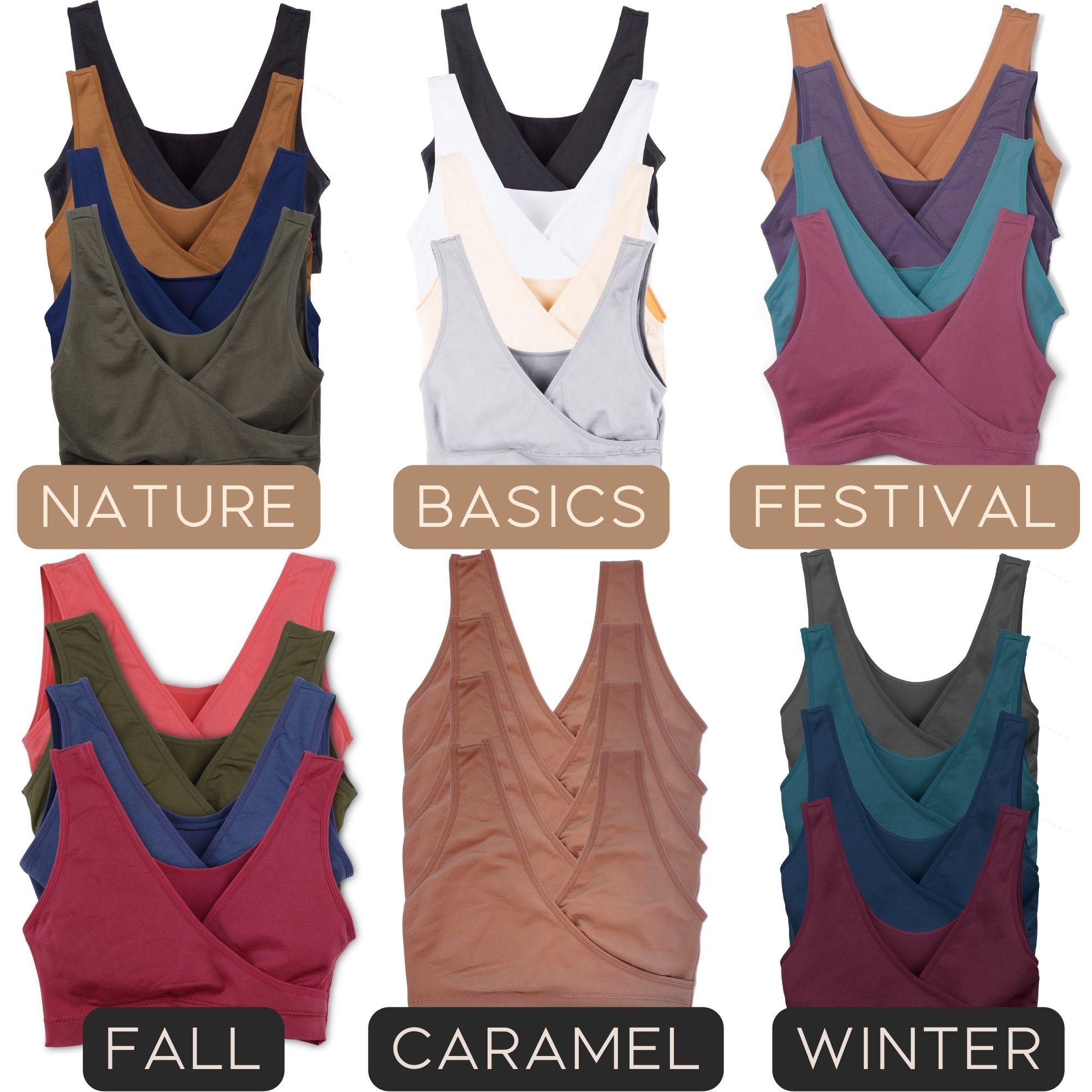 Caramel Cantina Nursing Bra Sleep Bralette Criss Cross Front Wide Straps Maternity