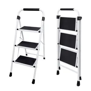 Sweetcrispy Heavy-Duty Ladder Iron Step Stool with Non-Slip Pedals & Handrails Portable for Kitchen Garage & Outdoor Use