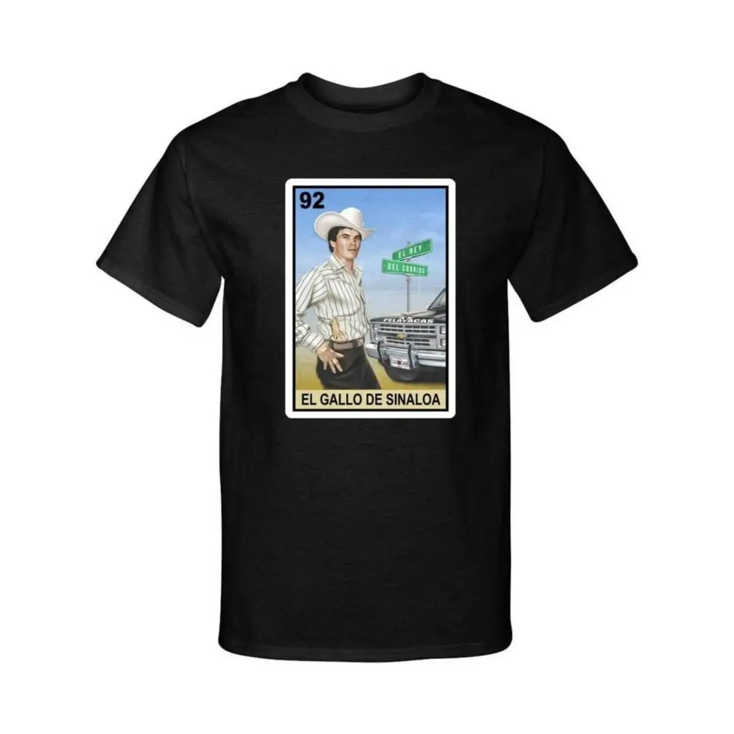 Women's Short Sleeve Breathable Cotton Graphic T-Shirt - Loose-Fitting Casual Fashion Clothing, Chalino Sanchez El Gallo De Sinaloa Mexican Loteria Bingo Corrido Print, Machine Washable