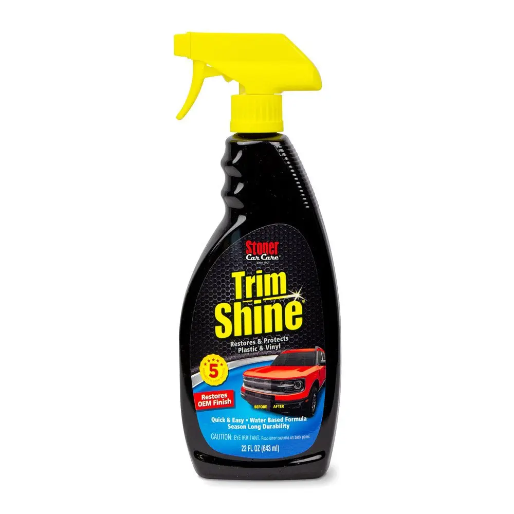 Stoner Car Care Trim Shine, Black Trim and Plastic Restorer for Cars, Vinyl and Plastic Trim Protectant Coating for Interior and Exterior Use, Water-Based Formula, 22 fl oz, Car Detailing, Daily Car Care