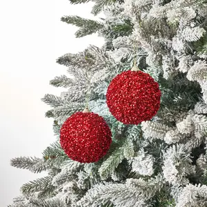 Ruby Red Beaded & Sequin Adorned Christmas Ball Ornament