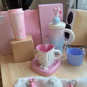 Starbucks overseas  Asian Jelly Collectors Duckies Collection coffee tumbler duck/heart/pink/blue