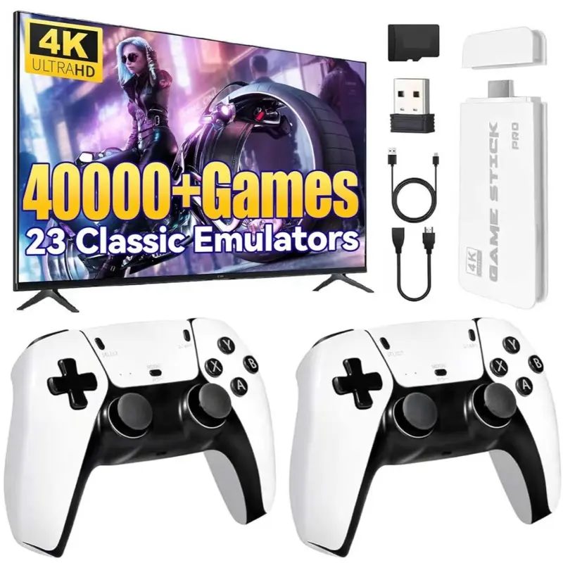 4K TV Game Stick M15 Video Game Console with 40000+ Games 64GB Handheld Player Wireless Controller Retro Gamepad 23 Classic Emulators