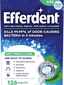 Retainer Cleaning Tablets, Denture Cleaning Tablets for Dental Appliances, Minty Fresh & Clean, 126 Count