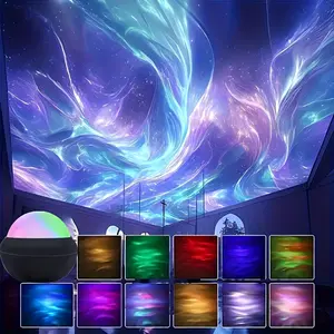 USB Remote Control Water Wave Projector Lamp, Adjustable Colorful Aurora Projection Light, Ceiling Projector for Room Decoration
