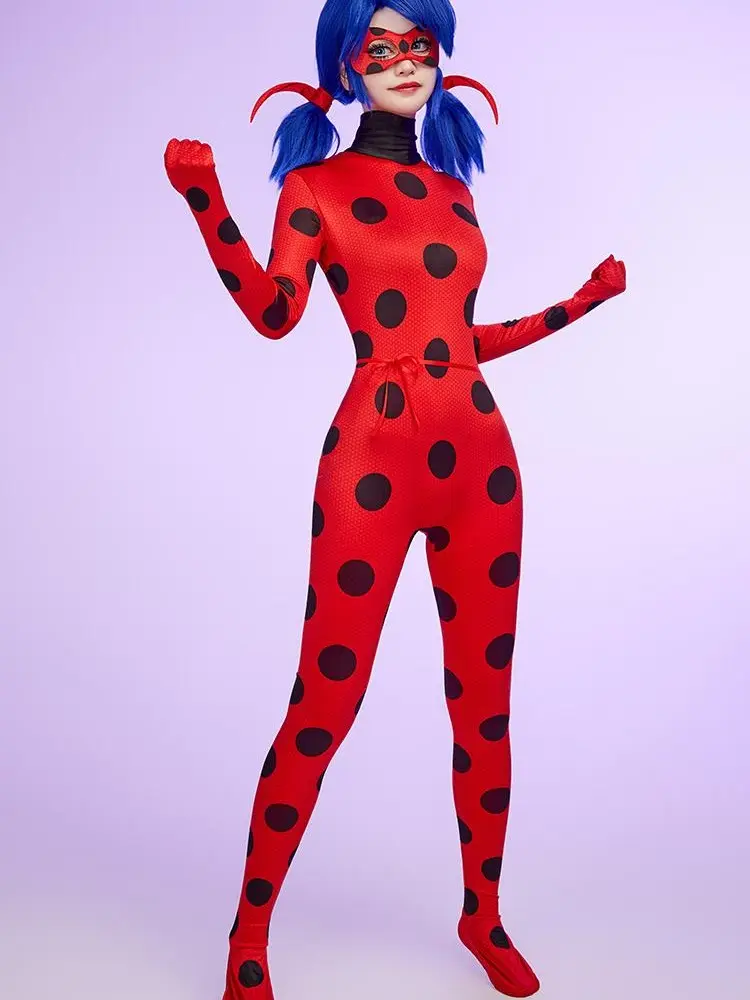 Miraculous Ladybug Screen Printing Cosplay Costume with Mask and Yoyo