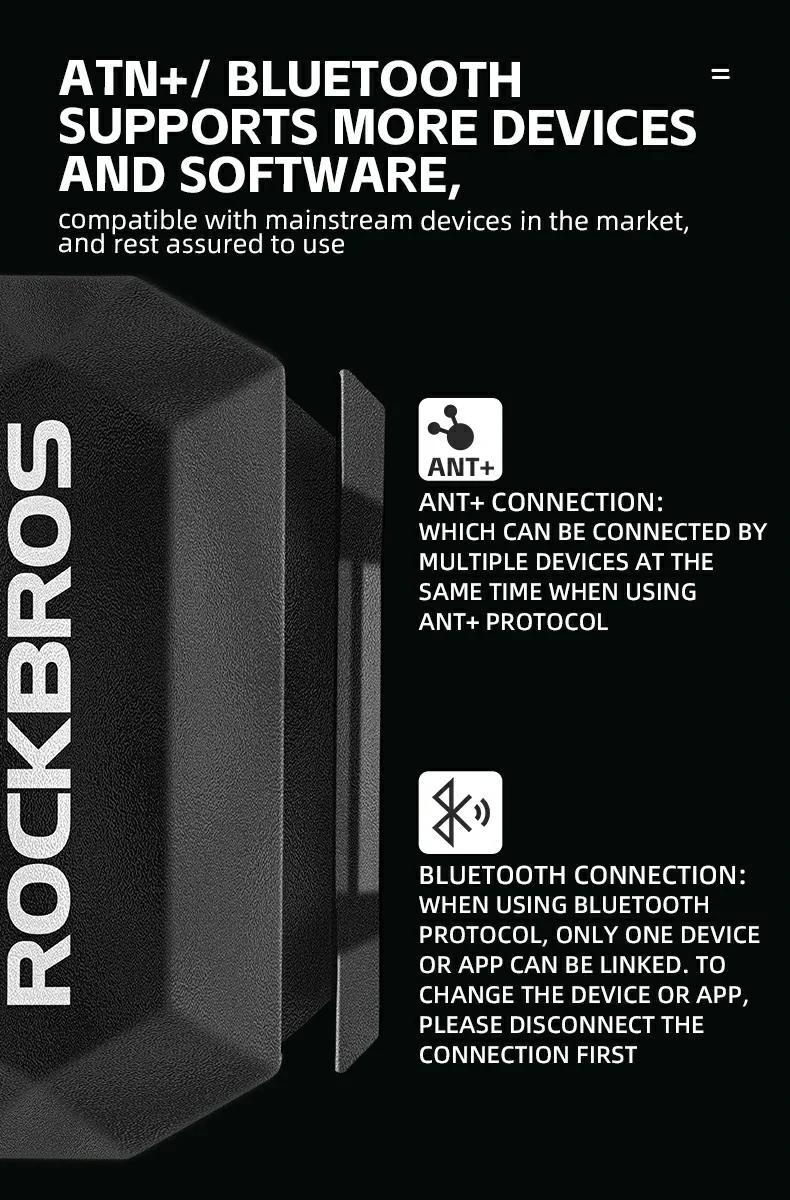 ROCKBROS Bike Computer Wireless Cycling Computers ANT+ Bluetooth Bicycle Computer Mini Speedometer Odometer Waterproof 2.9inch LCD Screen GPS/BDS/Galileo Position System