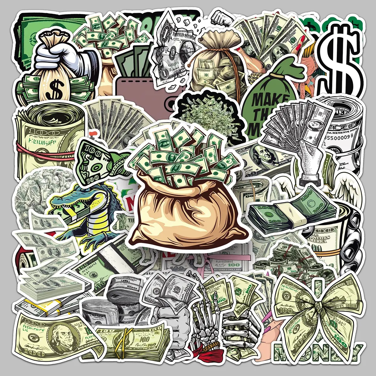 50pcs cartoon dollar creative graffiti decorative trend Graphic Decal Car Vehicle Decoration stickers Universal Car Sticker decals for vehicles car scooter table top luggage personality stickers Decals Stickers Decal for cars