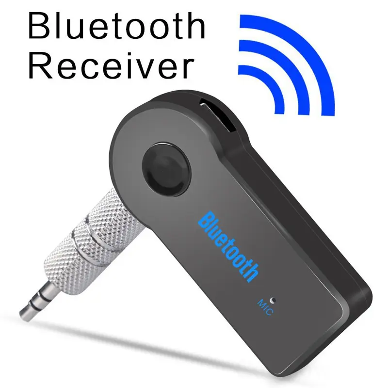 2-in-1 Bluetooth 5.0 Receiver-Transmitter Adapter with 3.5mm Aux Jack, Built-in Speaker Amplifier, A2DP Support, Handsfree Calling, Stable and Fast Transmission for Car Audio, On-the-Go Headphone Use