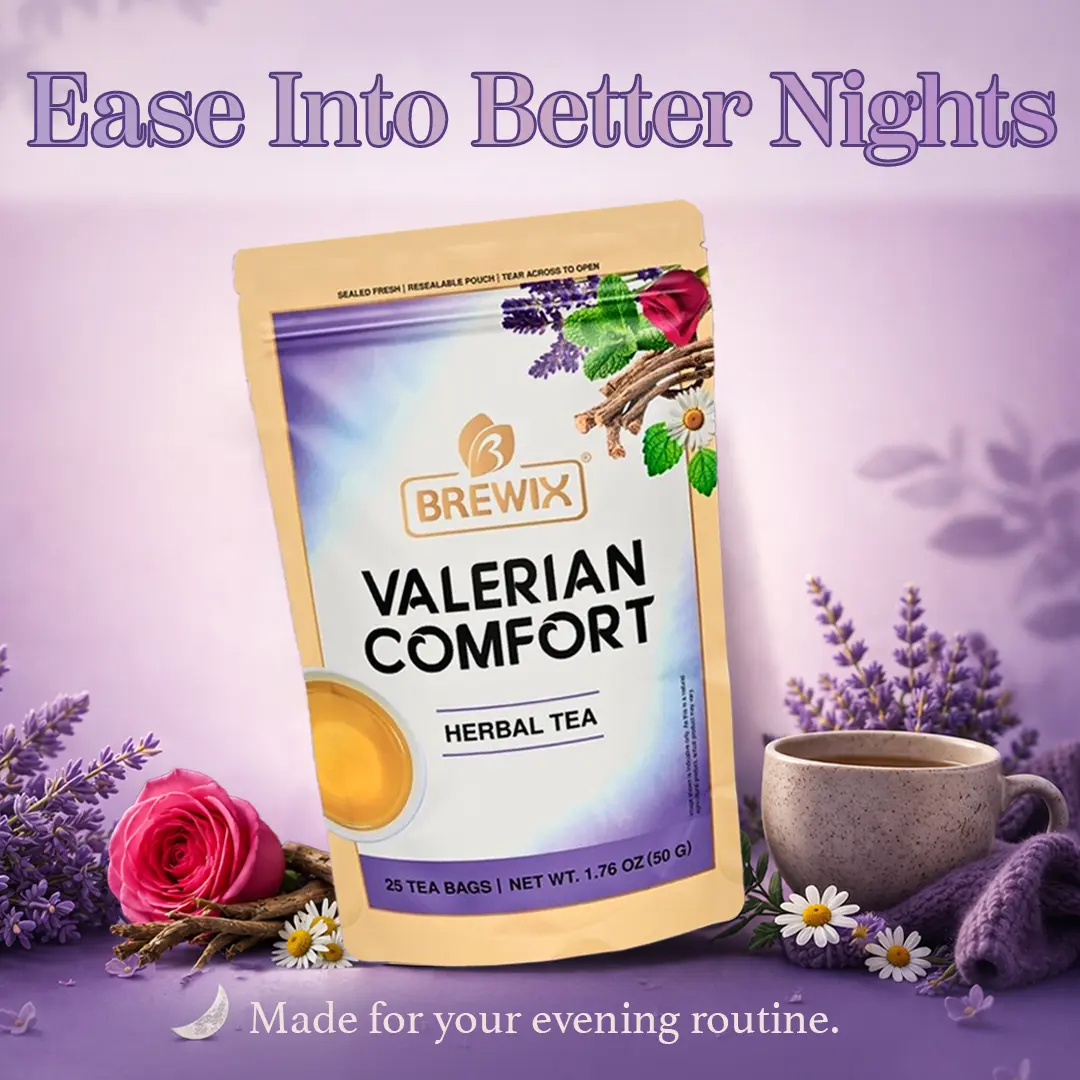 Valerian Comfort Herbal Tea | Calming Evening Blend (No Melatonin)