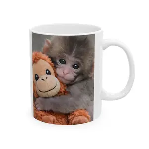 Punch Monkey Ceramic Mug, Trending Baby Monkey, perfect gifts, 11oz and 15oz ceramic coffee mugs