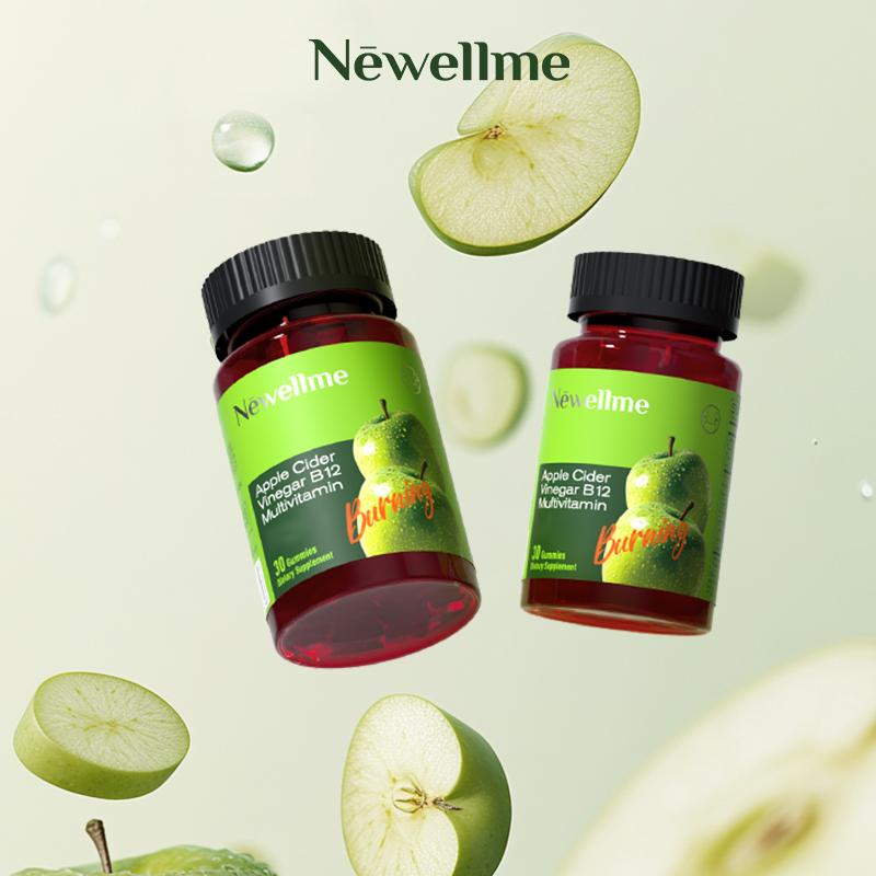 Newellme Apple Cider Vinegar Gummies - Organic Gummies for Digestion, Detoxification & Cleansing with Vitamin B12 Edible