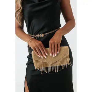 VIP Party Rhinestone Clutch In Gold