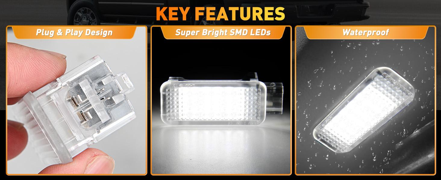 Nilight 2PCS LED Interior Door Panel Light Courtesy Warning Lights White Beam Plug and Play Compatible with Audi A3 A4 A5 A6 A7 S3 S4 S5 S6 S7 Q5 Q7 TT OEM Replacement CANbus Error Free