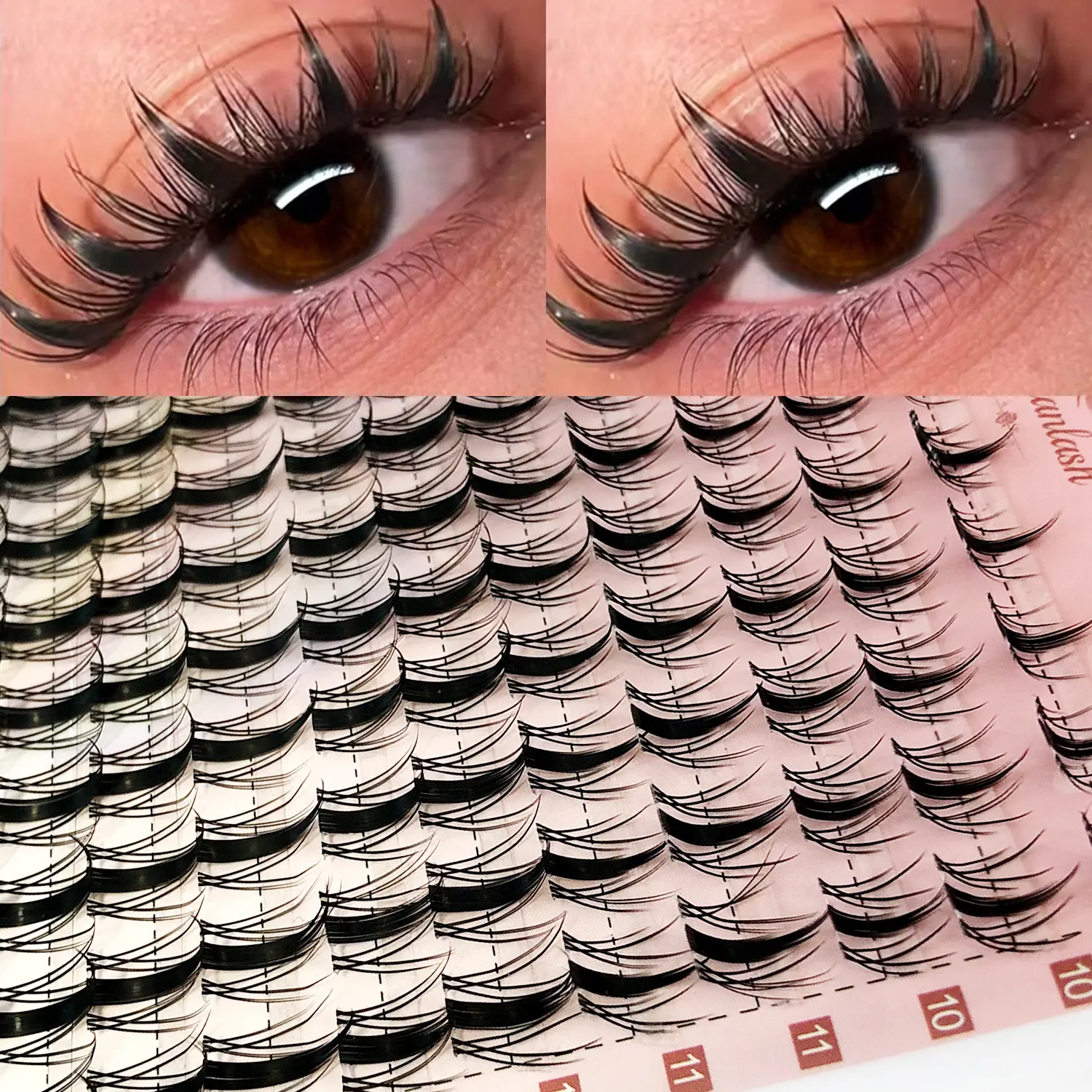 D Curl 160PCS Manga Lash Clusters DIY Eyelash Extensions Fairy Eyelash Clusters D Curl Spiky Anime Lashes Wispy Individual Lashes 9-16mm  Clusters for Manga Lash look,Cosmetic Makeup,back to school