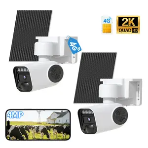 2PACK-4G LTE Solar Security Camera Wireless Outdoor, No WiFi Needed, Built-In 4G SIM, 2K Color Night Vision, PIR Motion Alerts, Two-Way Talk, 355° Pan Tilt, Solar Powered & Weatherproof, Cloud & SD Storage, Easy Setup