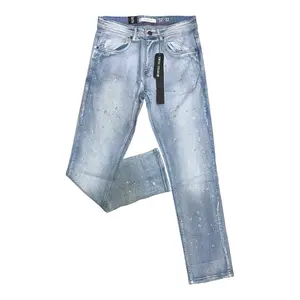 P546 - Floral Pattern W/ All Over Rhinestone Straight-Fit Stretch Jeans