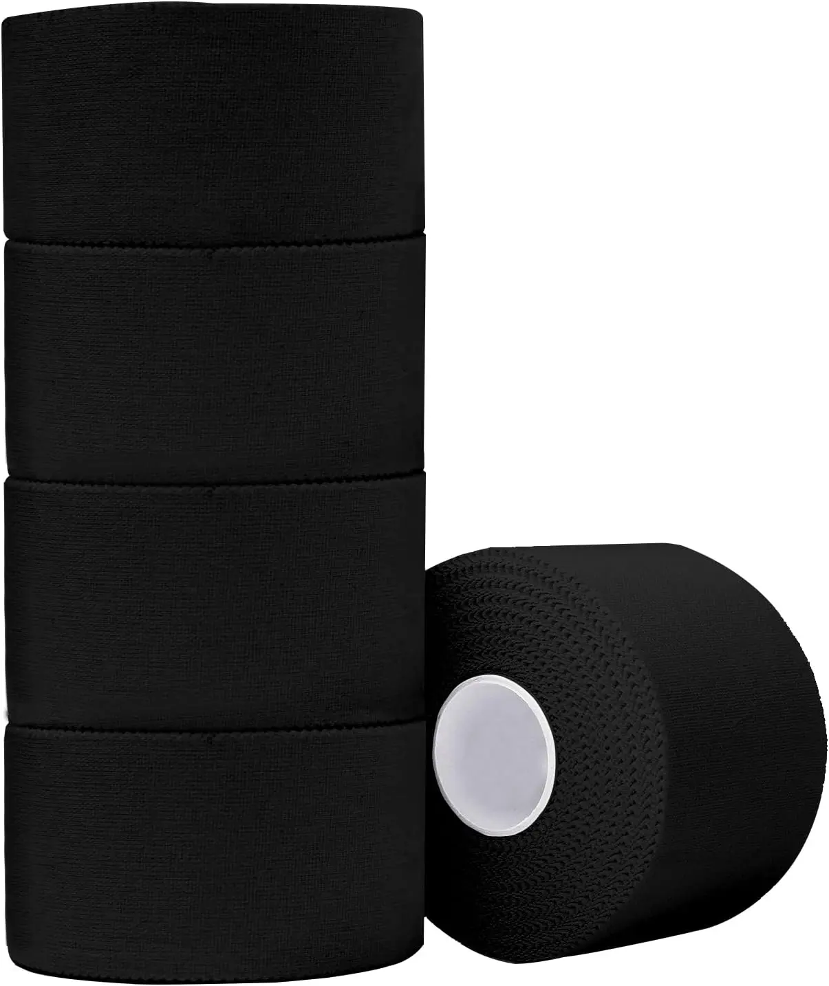 Black Cotton Athletic Tape, 5 Rolls (1.5" x 10yd) - Skin-Friendly Unisex Training Equipment with Pre Wrap Tape for Ankle Support