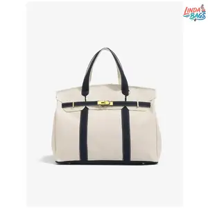 Canvas Tote Bag for Women 2025 New Arrival Luxurious Niche Design Color-Blocked Handbag Spacious Commuter Tote Versatile Everyday Bag