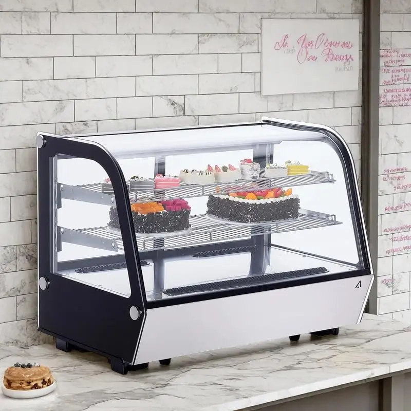 GARVEE 4.6 Cu.Ft Commercial Cake Display Refrigerator With Led Lighting, Countertop Refrigerator Display Case, Pastry Display Case, Double-Layered Glass Commercial Bakery Display Refrigerator, 110V