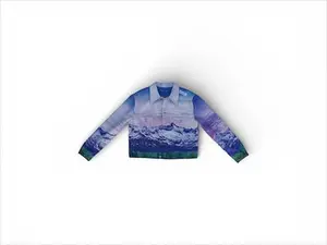OBJ0020 LV Alpine Landscape Print Denim Jacket