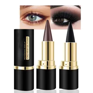 2Pcs Black Dark Brown Gel Eyeliner Pencils Pen Eye Black Face Paint Makeup Stick for Halloween Long Wear Waterproof Smudge Proof Natural Black Brown Cream Eyeliner Eye Liners Crayon Lipstick Set