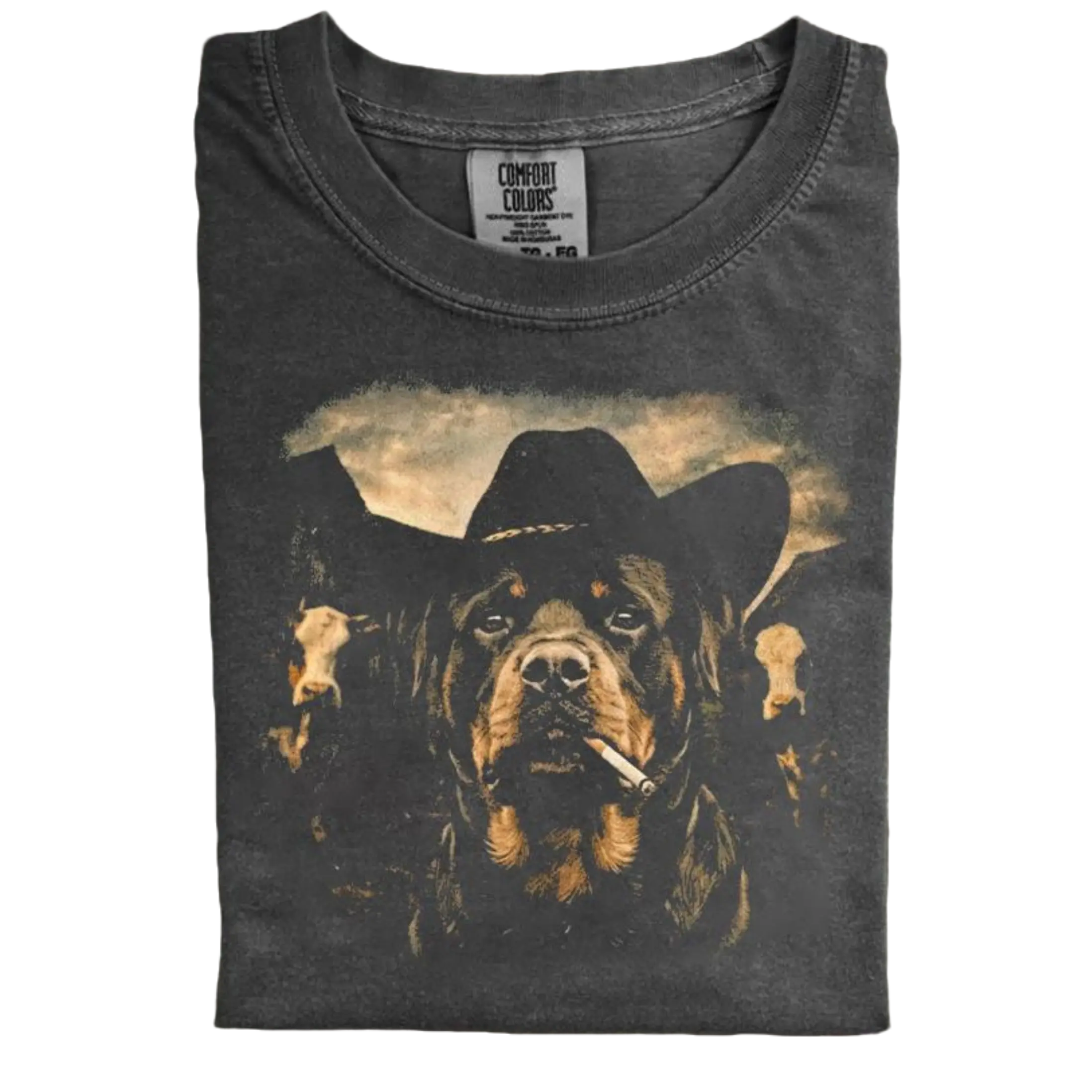 Comfort Colors Rottweiler Western T-shirt, Retro 90s Edgy Dog Meme Tee, Unisex Fit Design, Casual Streetwear, Gift for Dog Lovers