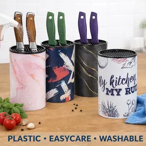 Kitchen Knife Stand – Countertop Knife Holder Organizer, Space Saving Knife Storage Block – Black, Pink, Blue, White