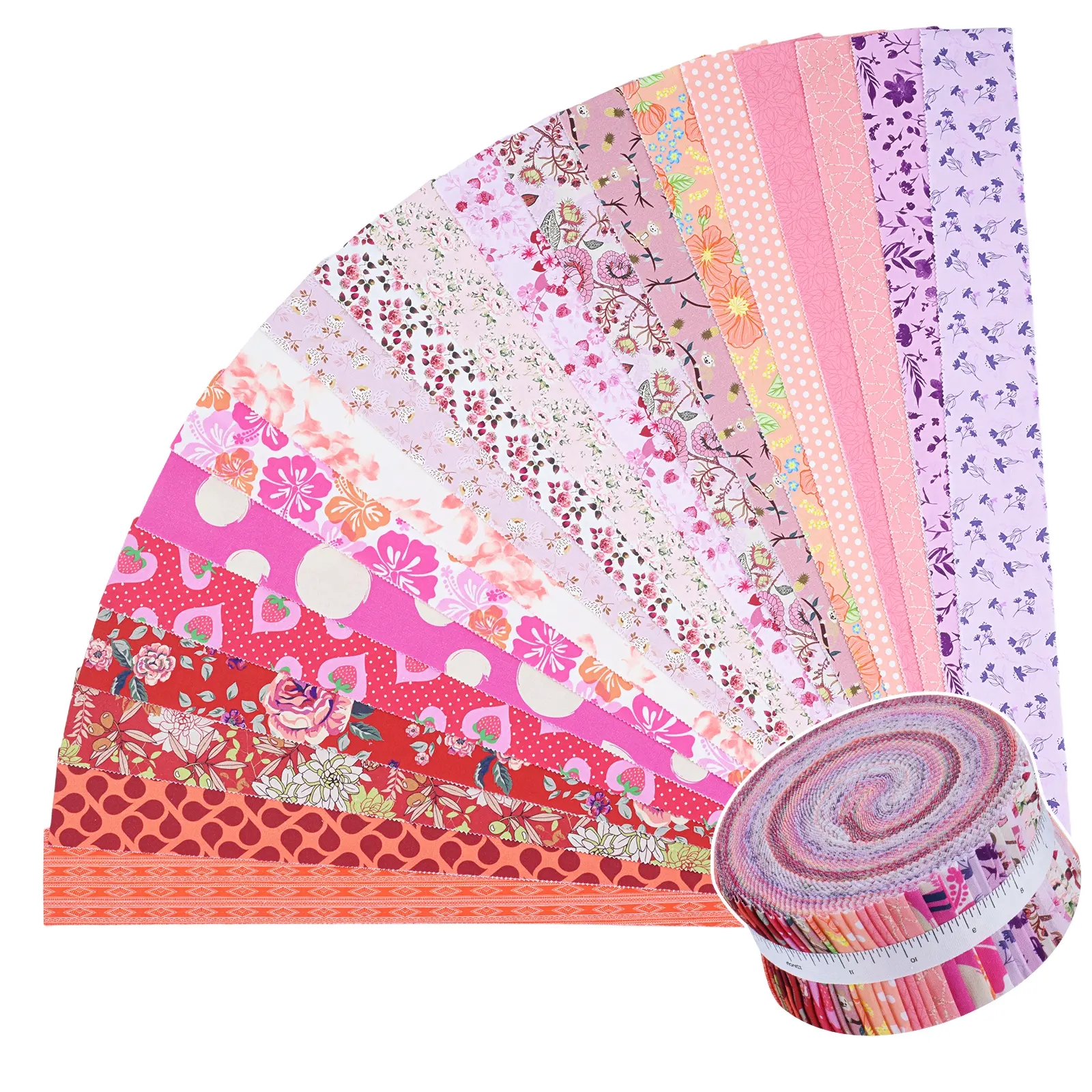 ShinyStitch Precut Fabric Strips Roll, 40 Pieces Precut Fabric Strips 2.5" x 44", Soft Premium Cotton Quilting Fabric for Patchwork, Quilt Making, Hand Sewing Projects, DIY Crafts, Blanket & Handmade Sewing Supplies,Shade Aesthetics