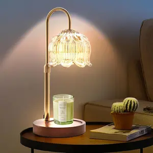 Retro Wooden Decorative Electric Fragrance Candle Warmer Lamp with Timer, Dimmer, Light - Indoor Recreation Kitchen Decor, Mom’s Christmas Birthday Gift for Women