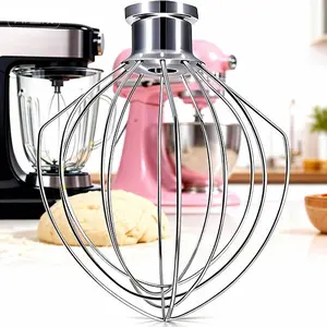 K45WW Stainless Steel Whisk Attachment Fits 4.5 Quart & 5 QT KitchenAid Tilt-Head Stand Mixer 6 Wires for Egg Heavy Cream Beater Cakes Mayonnaise