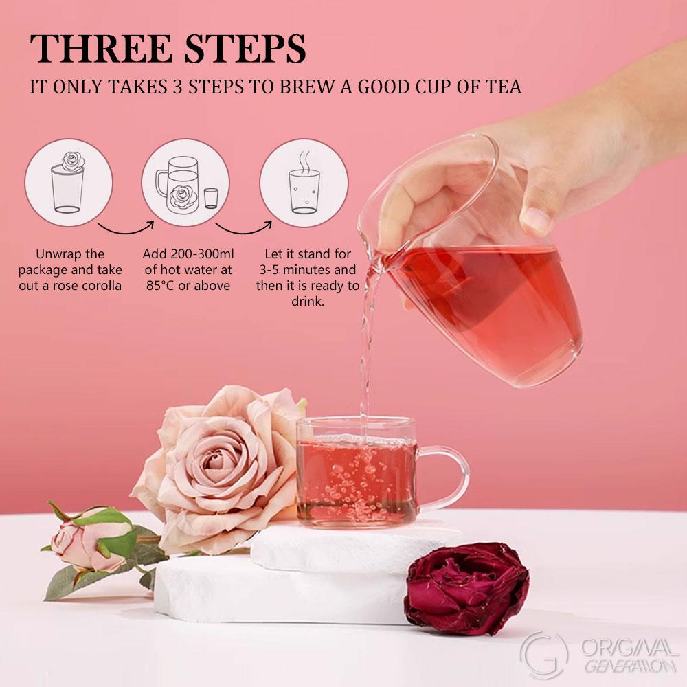 Beauty Tea Rose Romance Rose Tea 36g （2g×18pcs） Caffeine Free- All-Natural Beverage for a Soothing Evening Freeze Drying Rose