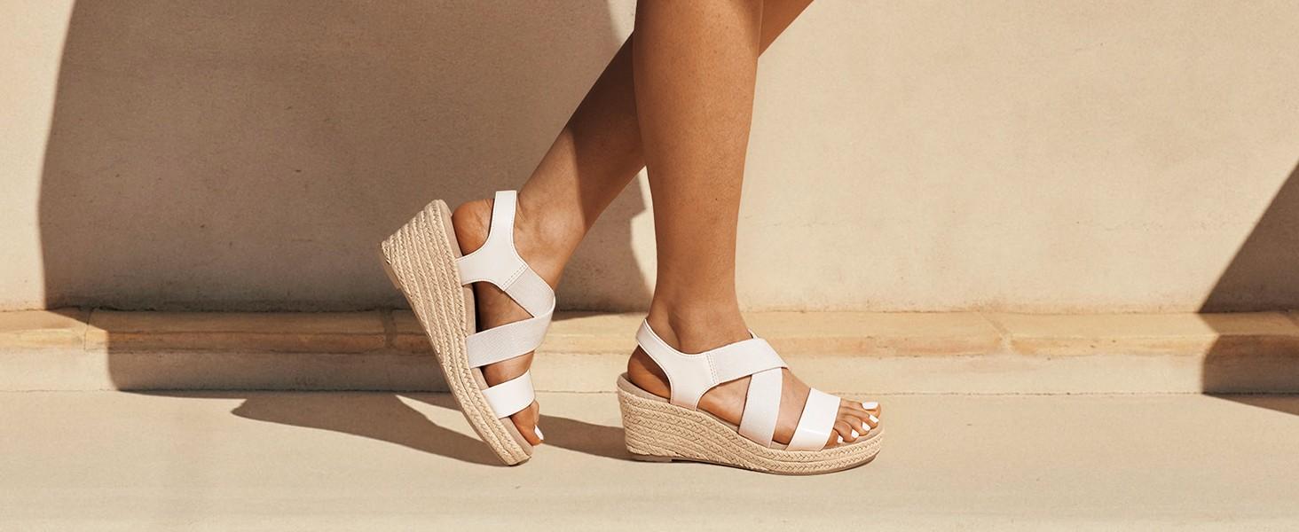 Dream Pairs Women's Elastic Ankle Strap Espadrille Wedge Sandals